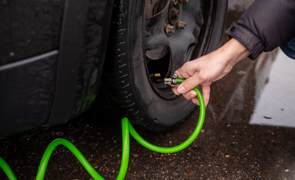 checking tire pressure