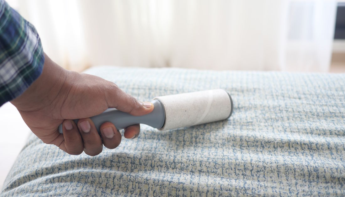 using lint roller on material