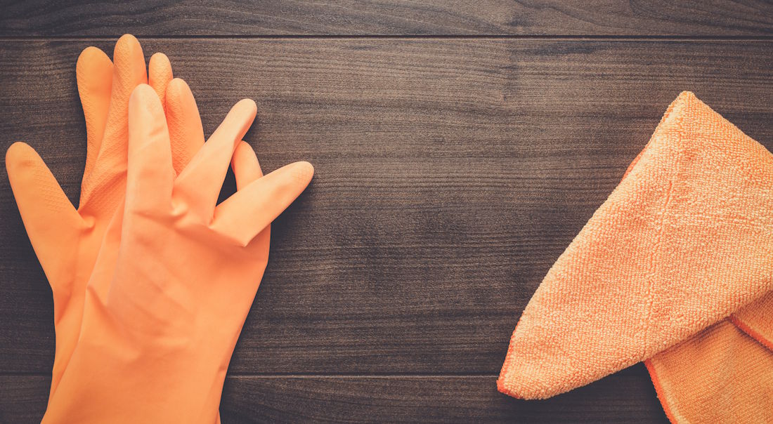 orange rubber gloves