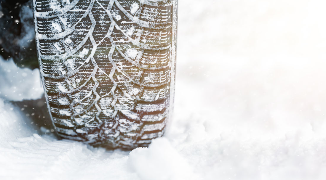 snow tires in snow