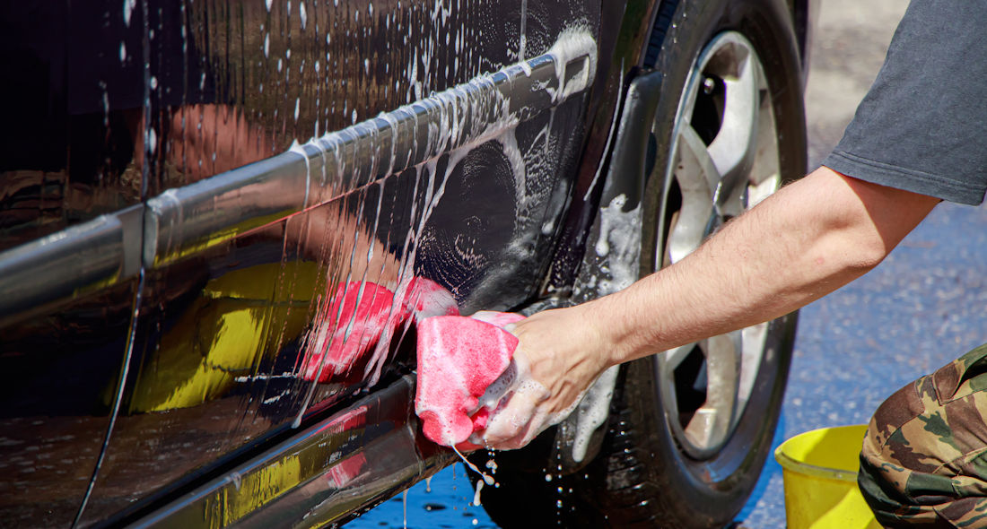washing car by hand