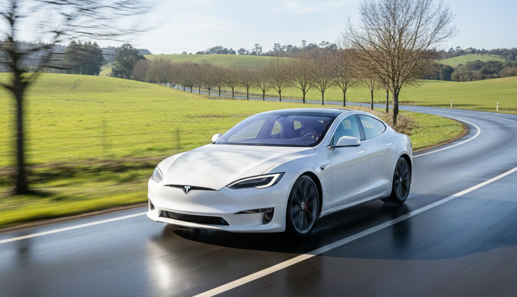 EV driving down country road