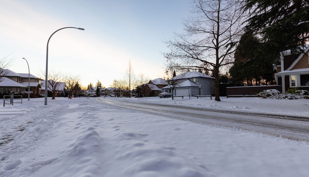 residential area with snow