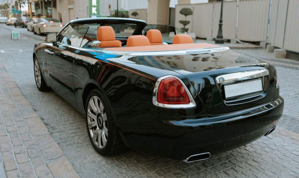 luxury convertible with orange leather