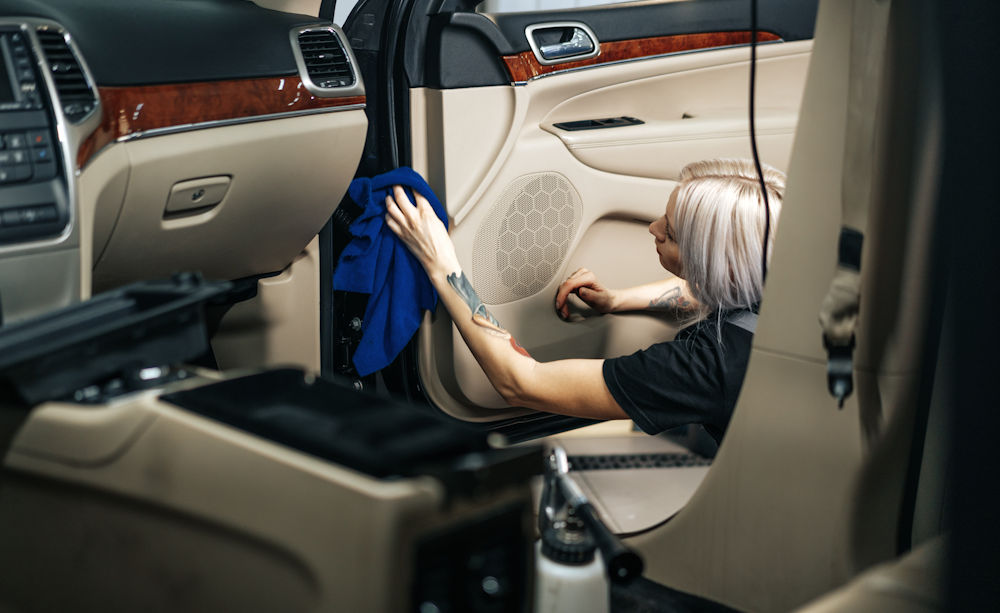 wiping interior of car