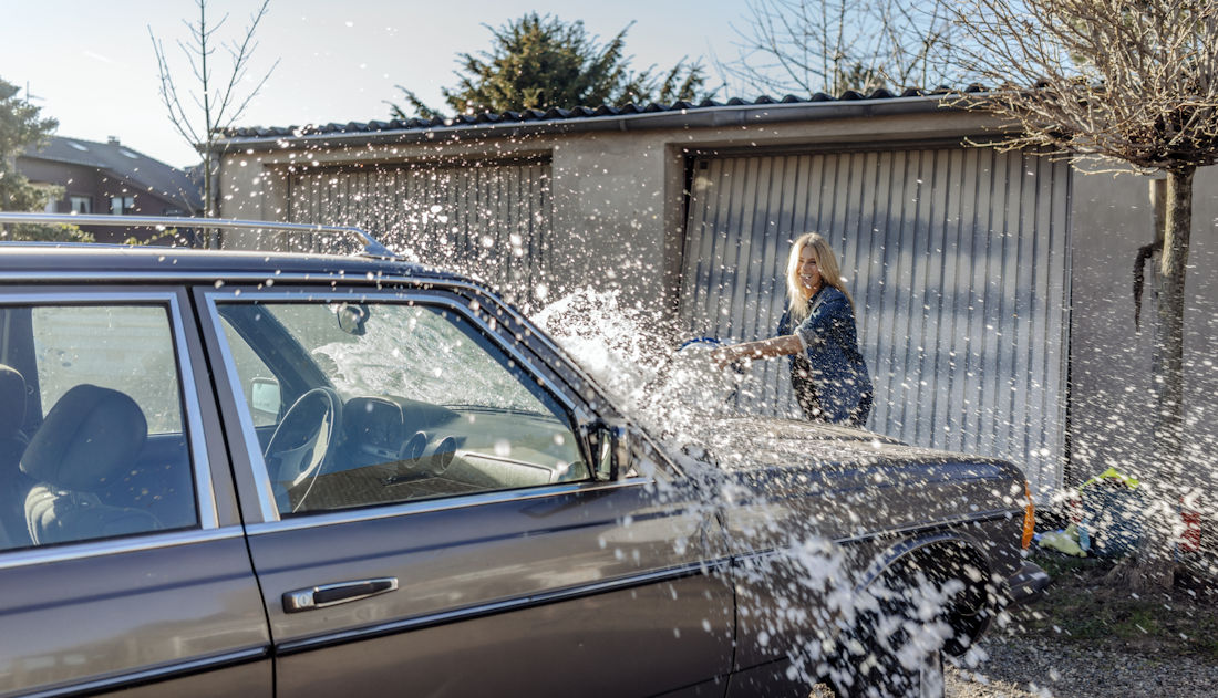 washing car at home
